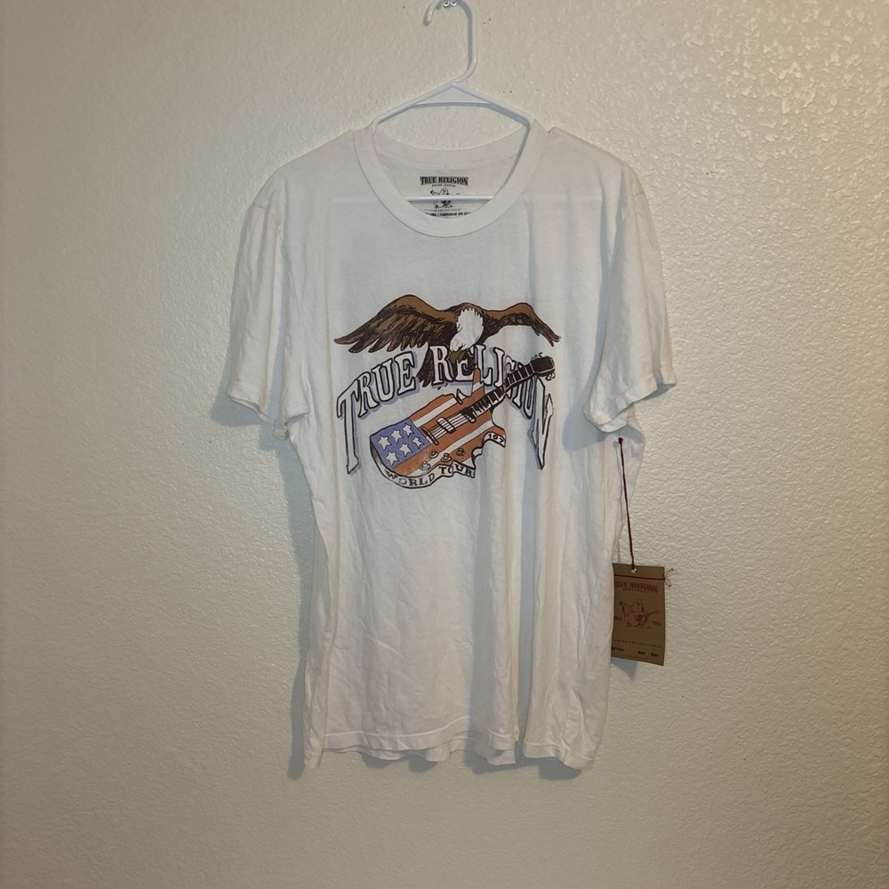 True Religion T Shirt Guitar Bald‎ Eagle World Tour 1971 Rock & Roll Festival XL